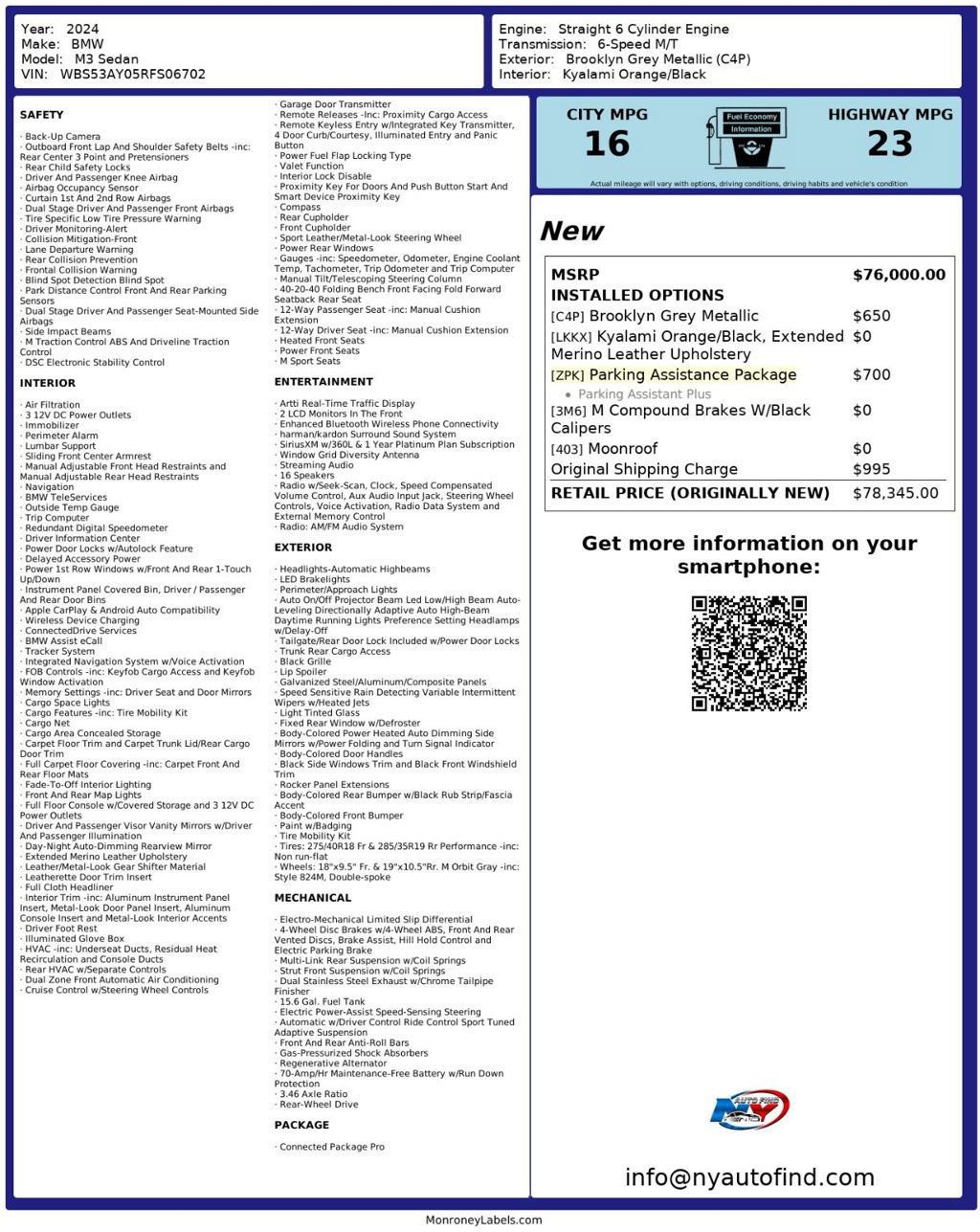 Used 2024 BMW M3 w/ Parking Assistance Package image 26