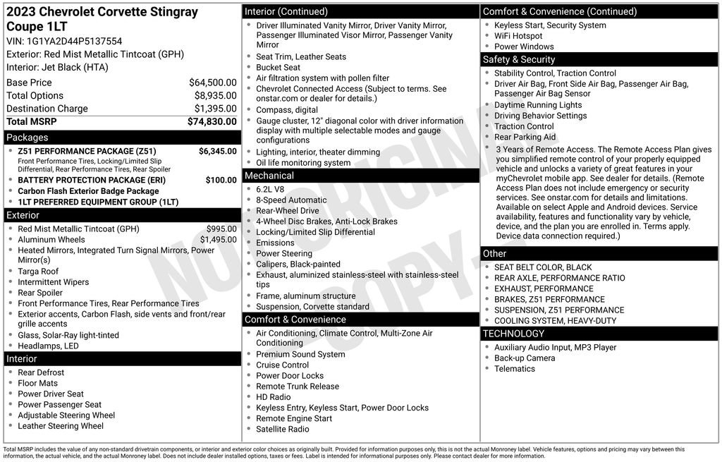 Used 2023 Chevrolet Corvette Stingray w/ Z51 Performance Package image 21