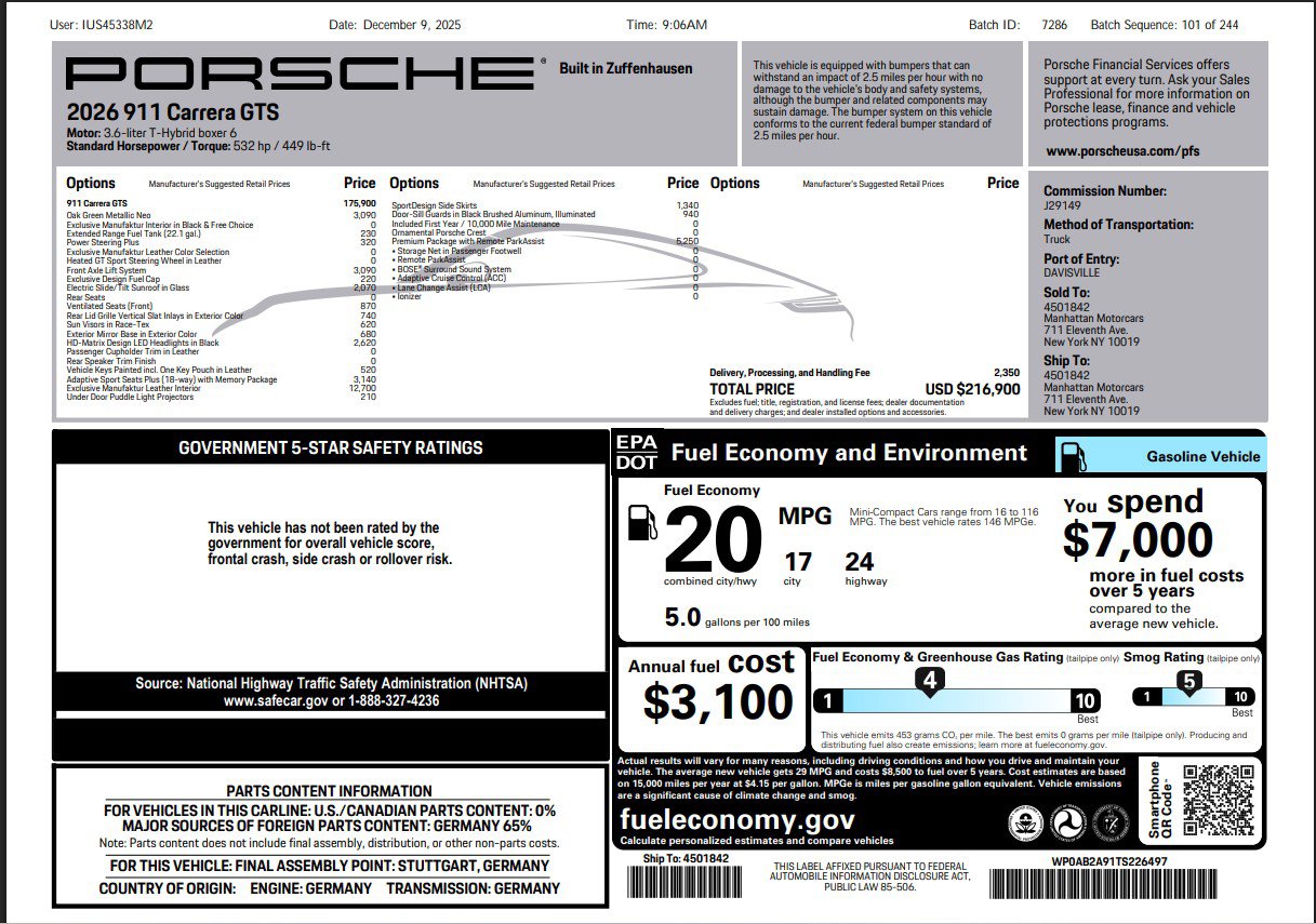 Certified 2026 Porsche 911 Carrera GTS RWD image 9