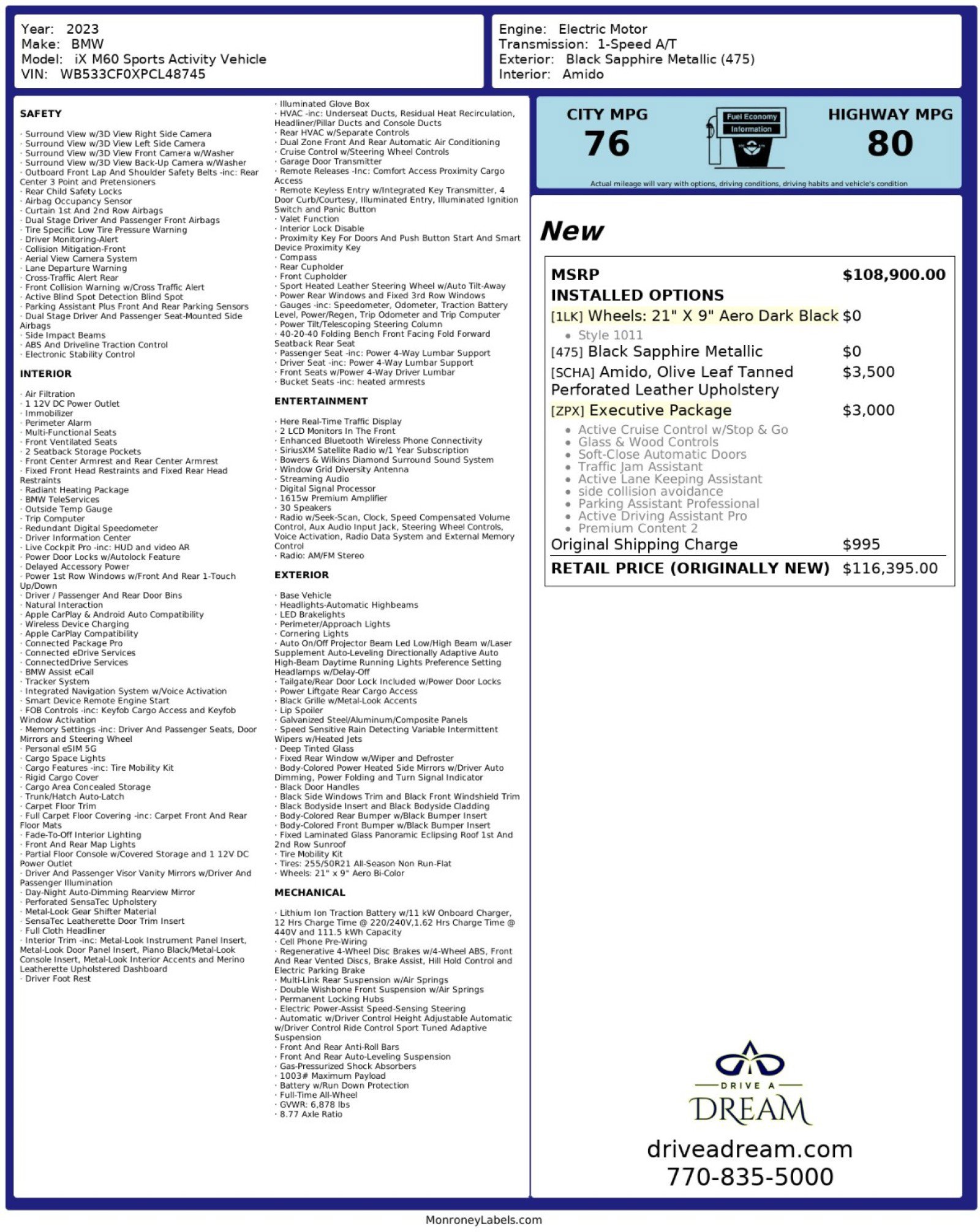 Used 2023 BMW iX M60 w/ Executive Package image 57