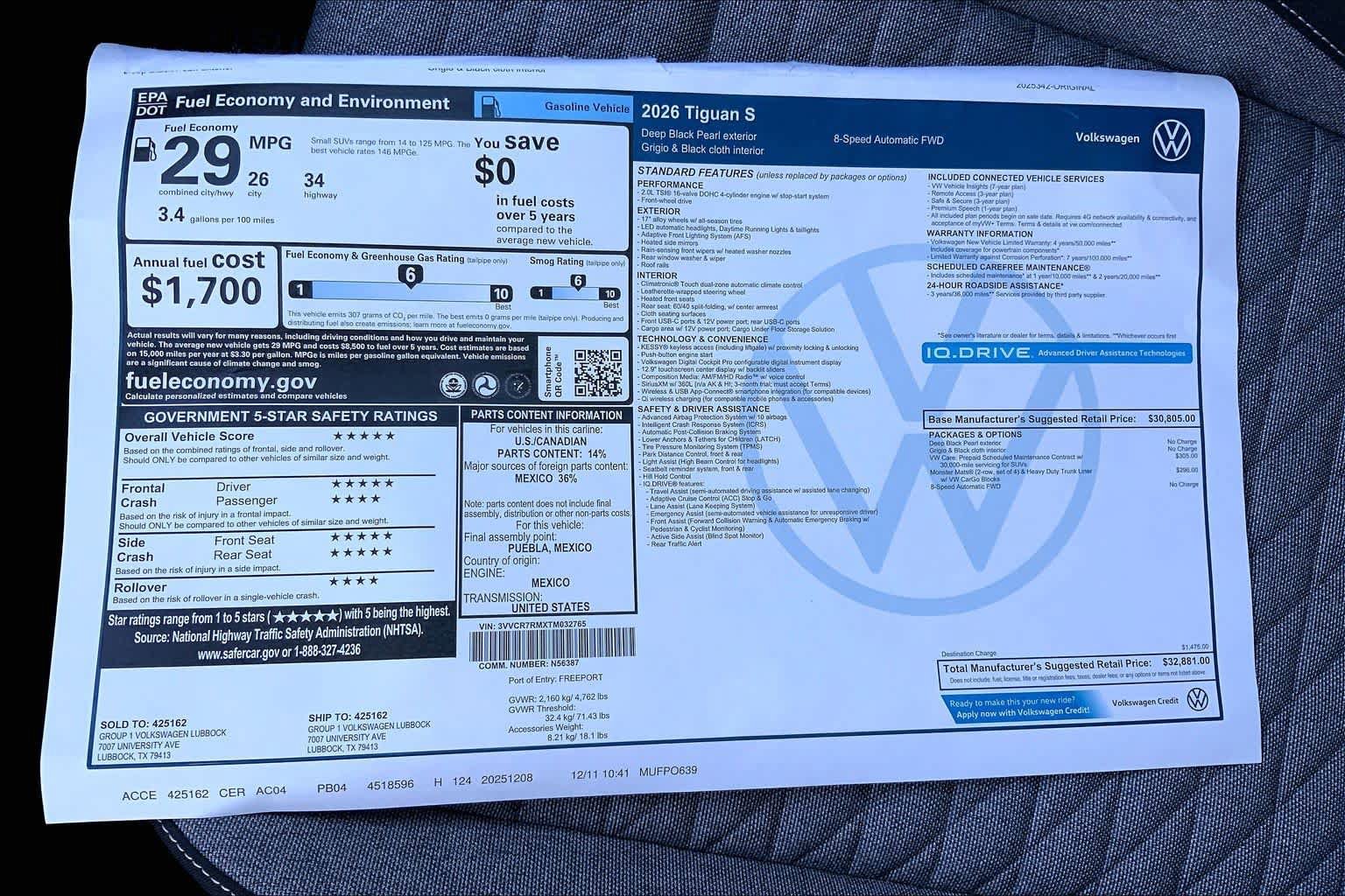 Used 2026 Volkswagen Tiguan S FWD image 22