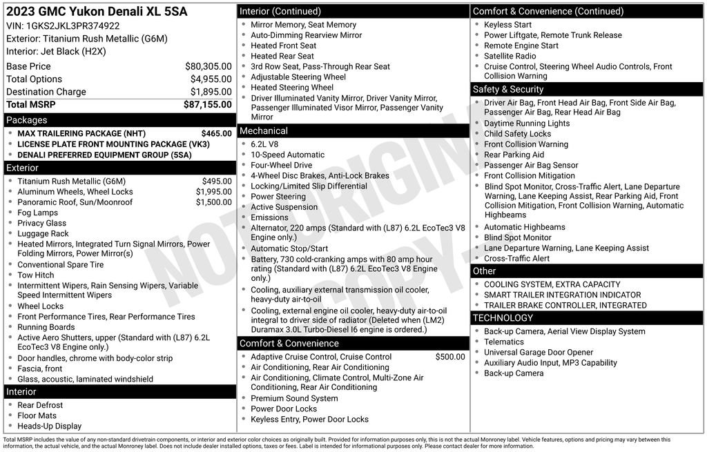 Certified 2023 GMC Yukon XL Denali w/ Max Trailering Package AWD/4WD image 10
