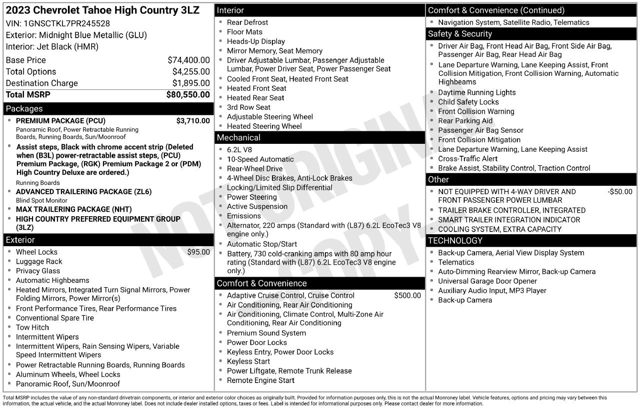 Used 2023 Chevrolet Tahoe High Country w/ Premium Package RWD image 5