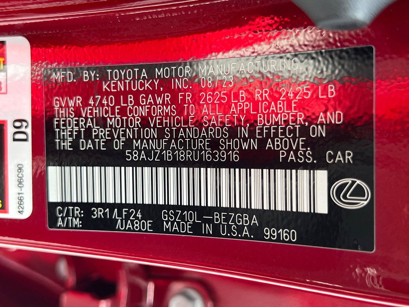Certified 2024 Lexus ES 350 F Sport w/ Accessory Package (Z2) FWD image 34
