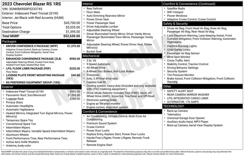 Used 2023 Chevrolet Blazer RS w/ Driver Confidence II Package AWD/4WD image 42