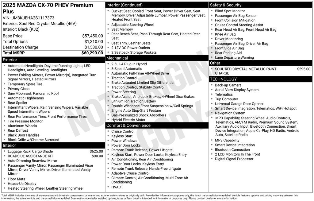Certified 2025 MAZDA CX-70 Plug-In Hybrid w/ Premium Plus AWD/4WD image 12