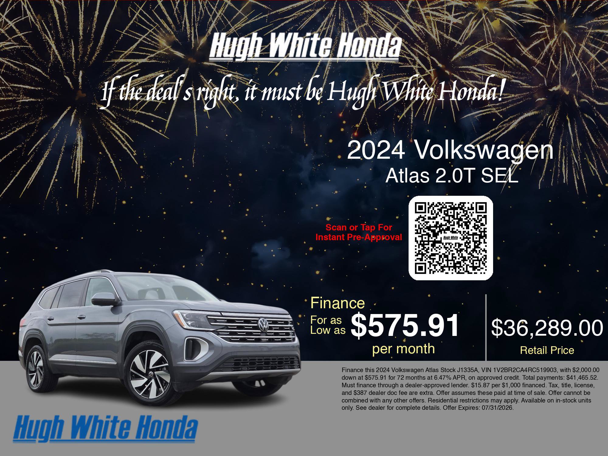 Used 2024 Volkswagen Atlas SEL AWD/4WD image 3