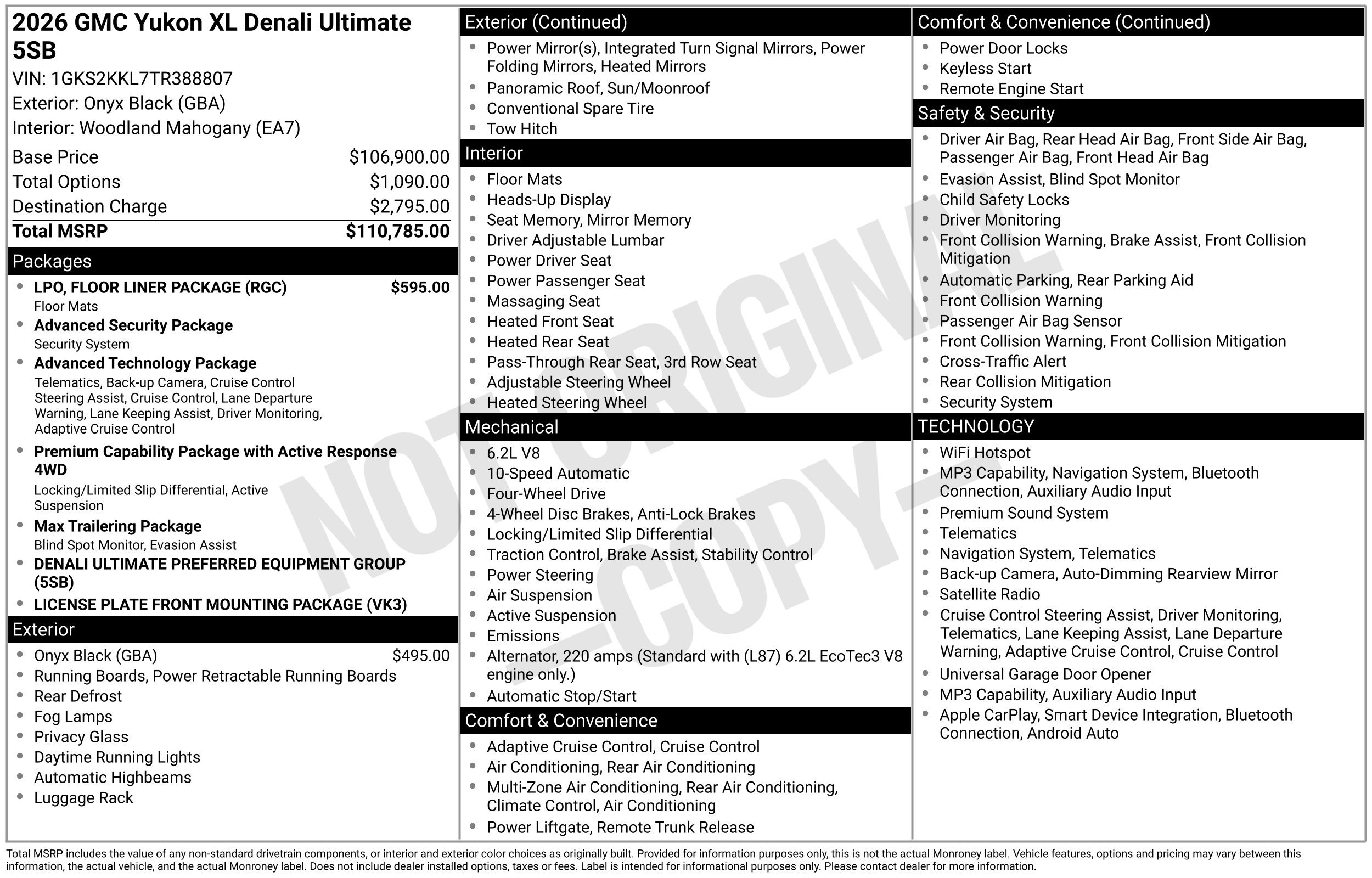 New 2026 GMC Yukon XL Denali Ultimate w/ LPO, Floor Liner Package AWD/4WD image 4