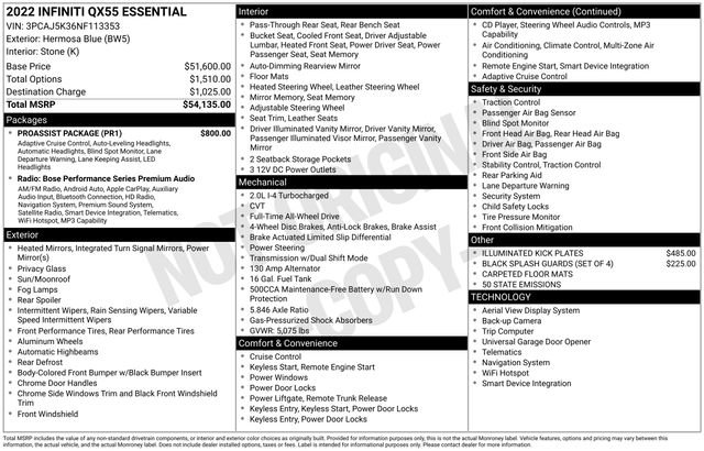 Used 2022 INFINITI QX55 Essential w/ Proassist Package image 7