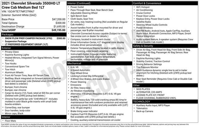 Used 2021 Chevrolet Silverado 3500 LT w/ Snow Plow Prep/Camper Package AWD/4WD image 5