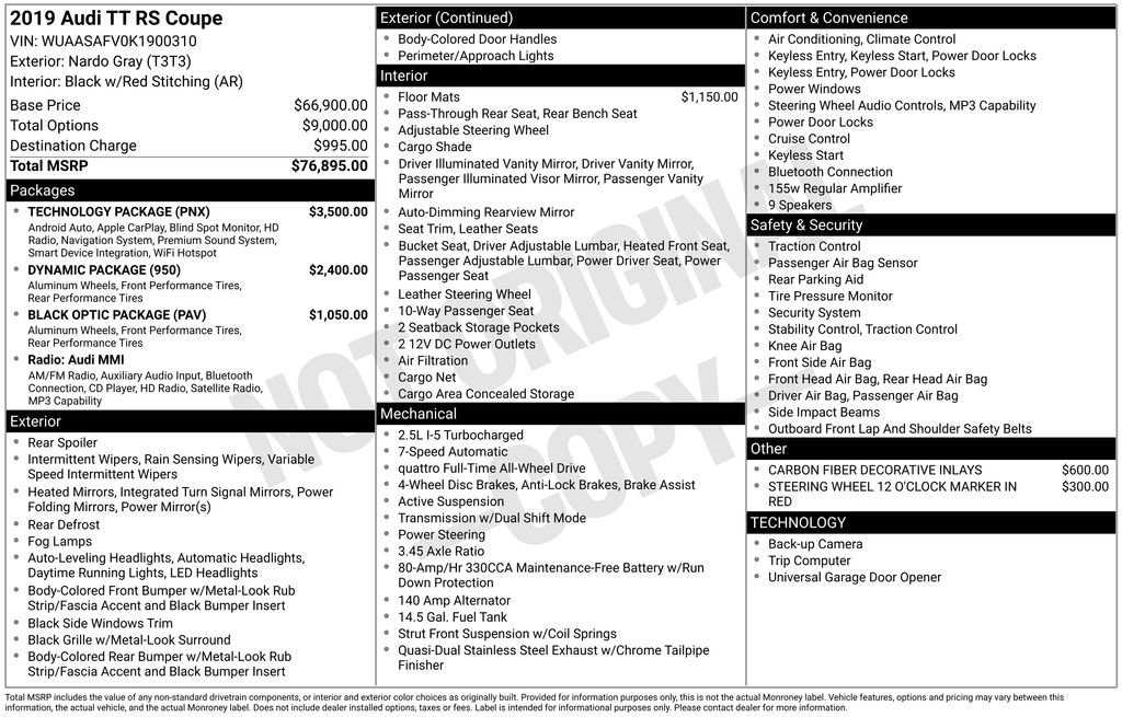 Used 2019 Audi TT RS w/ Technology Package image 30