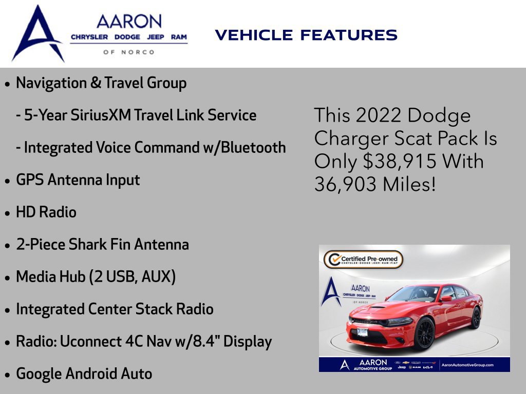 Certified 2022 Dodge Charger Scat Pack w/ Navigation & Travel Group RWD image 14