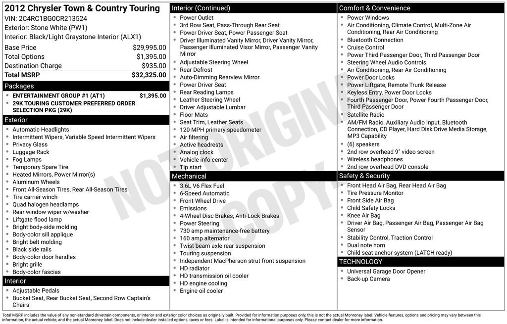 Used 2012 Chrysler Town & Country Touring w/ Entertainment Group #1 image 4