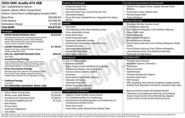 Used 2026 GMC Acadia AT4 w/ Super Cruise Package AWD/4WD image 4