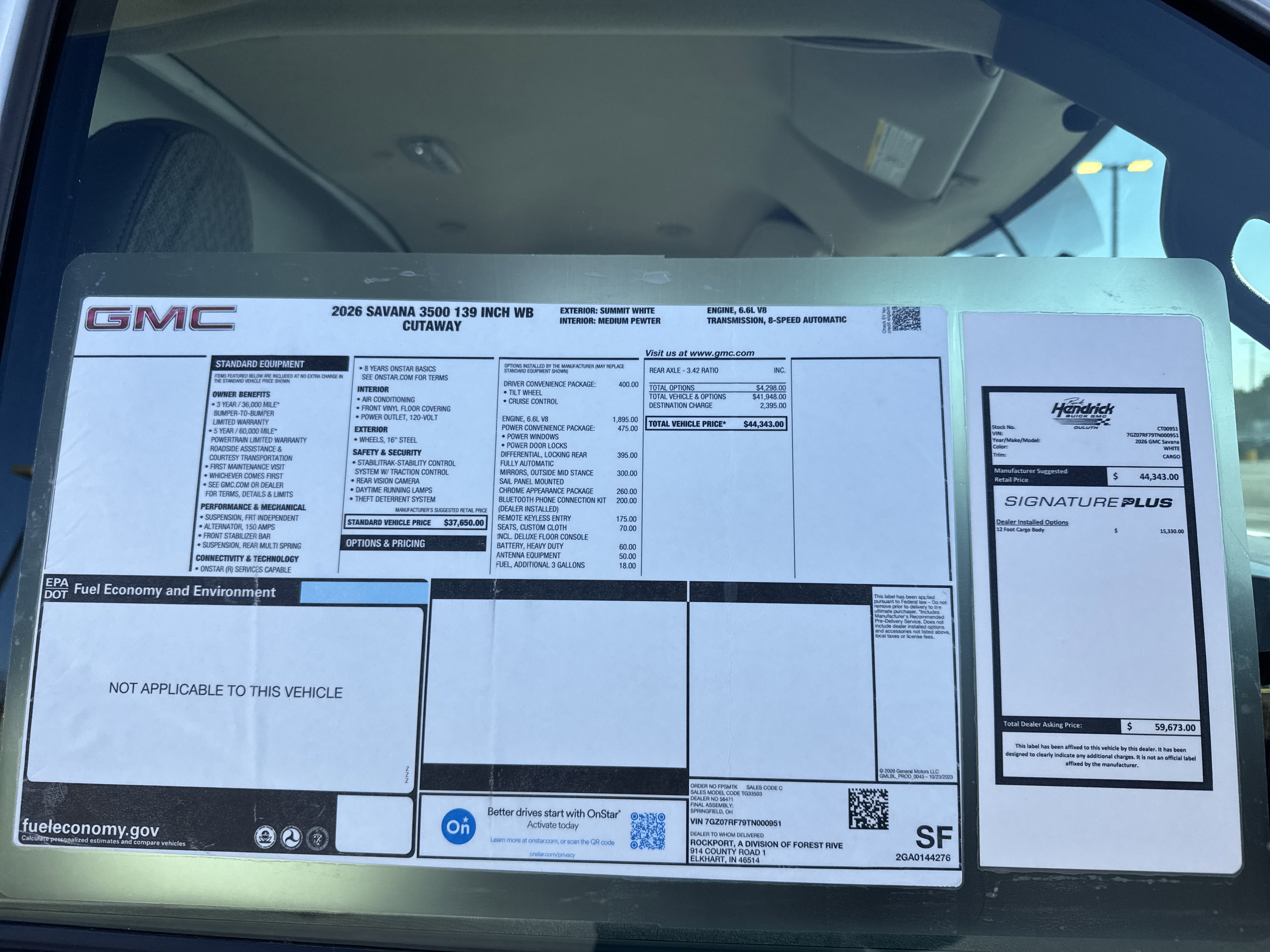 New 2026 GMC Savana 3500 w/ Power Convenience Package RWD image 36