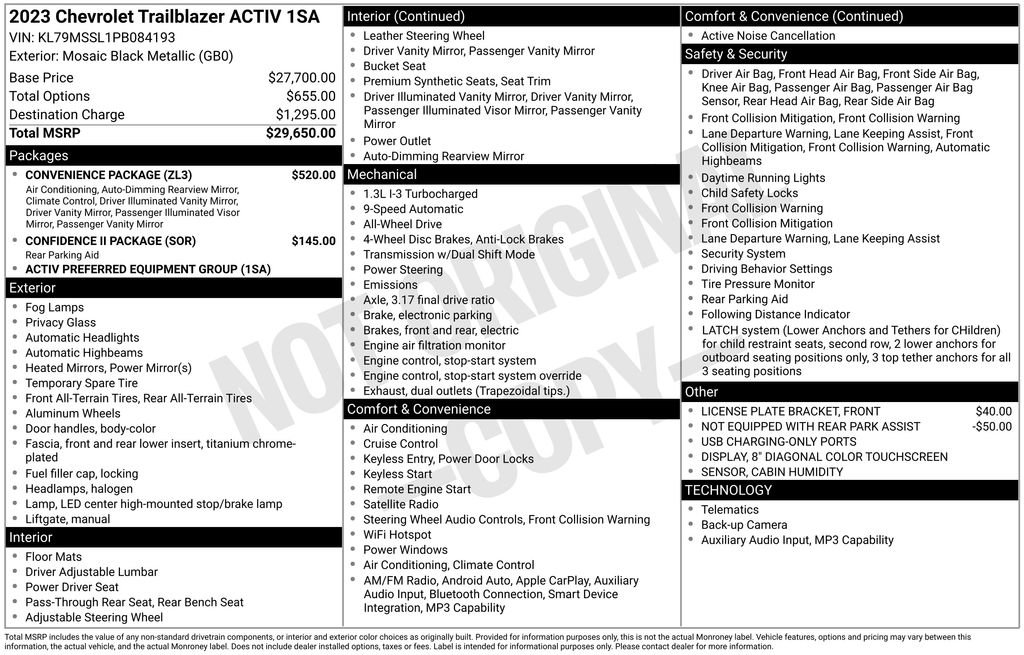 Used 2023 Chevrolet TrailBlazer ACTIV w/ Convenience Package AWD/4WD image 32