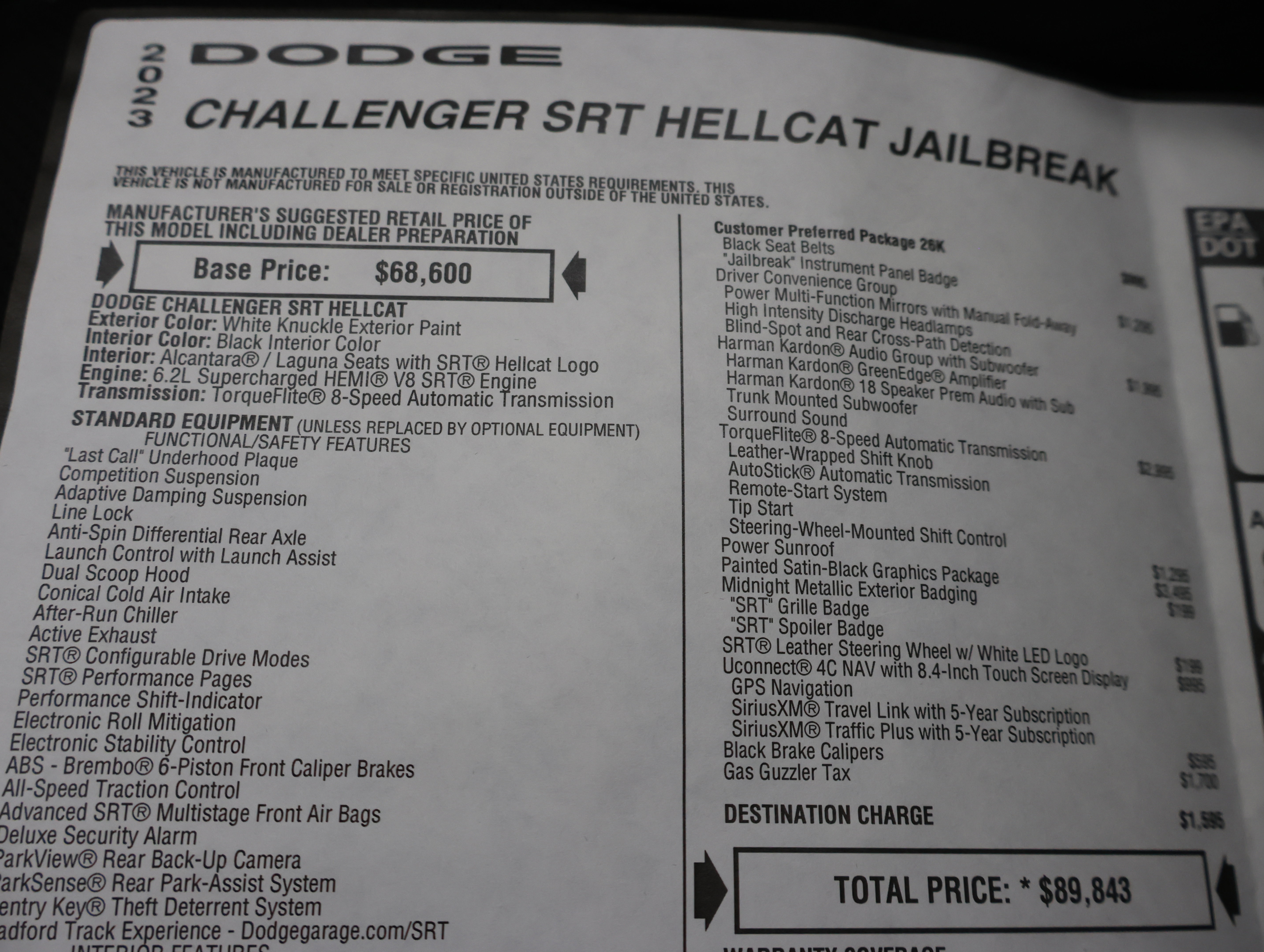 Used 2023 Dodge Challenger SRT Hellcat RWD image 59