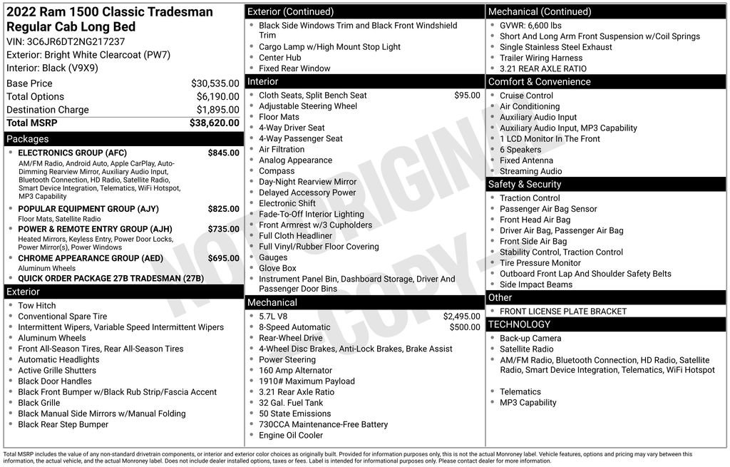 Used 2022 RAM 1500 Tradesman w/ Electronics Group RWD image 13