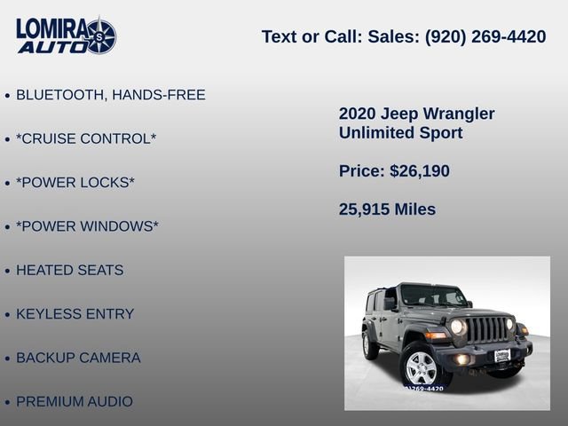 Used 2020 Jeep Wrangler Unlimited Sport w/ Cold Weather Group AWD/4WD image 27
