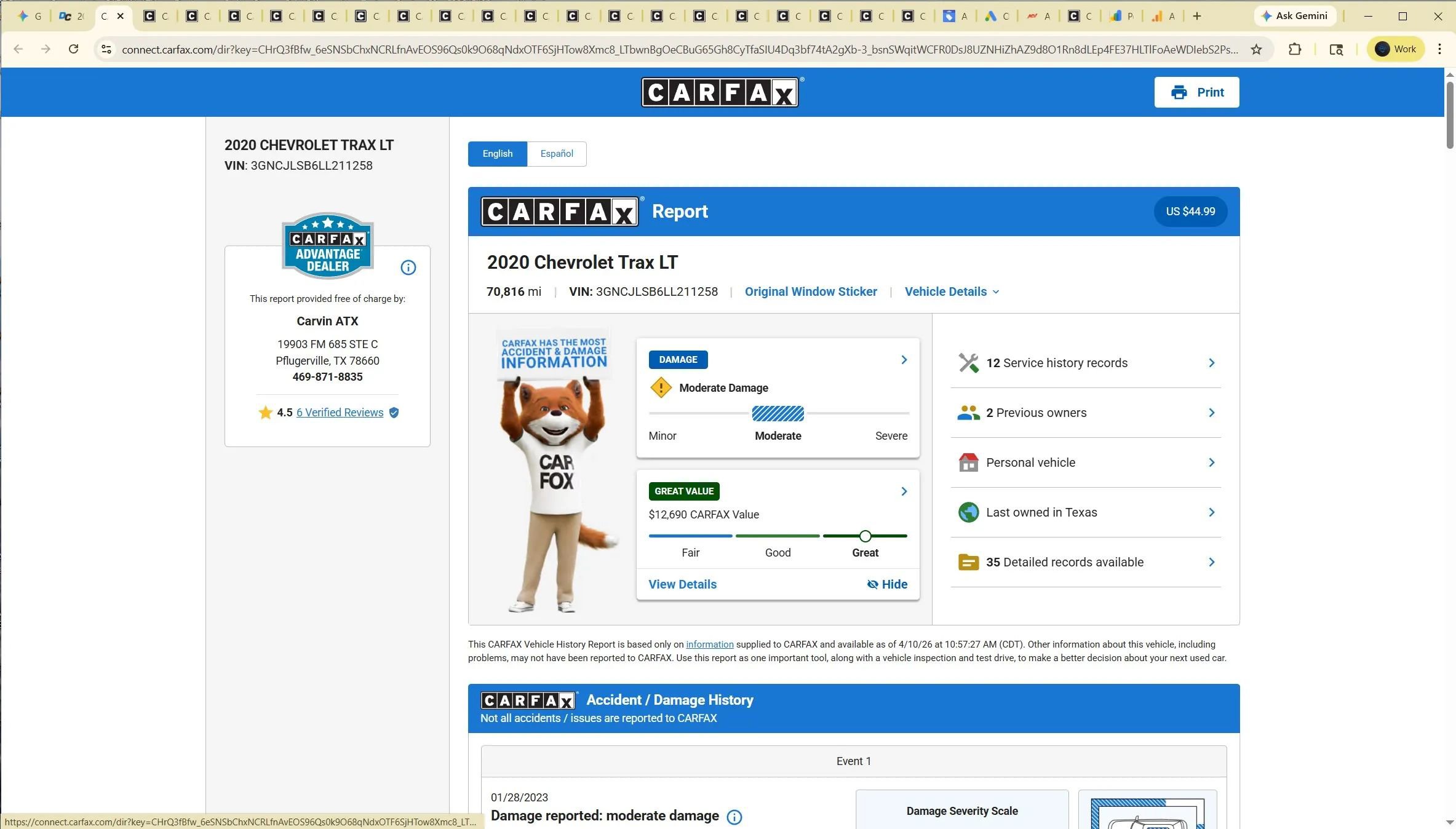 Used 2020 Chevrolet Trax LT w/ LT Convenience Package image 2