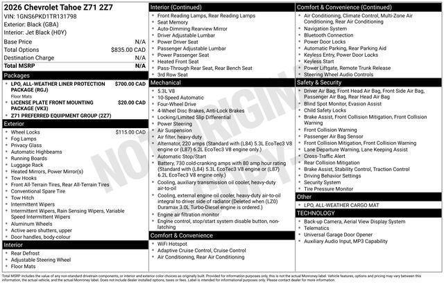 Used 2026 Chevrolet Tahoe Z71 AWD/4WD image 7