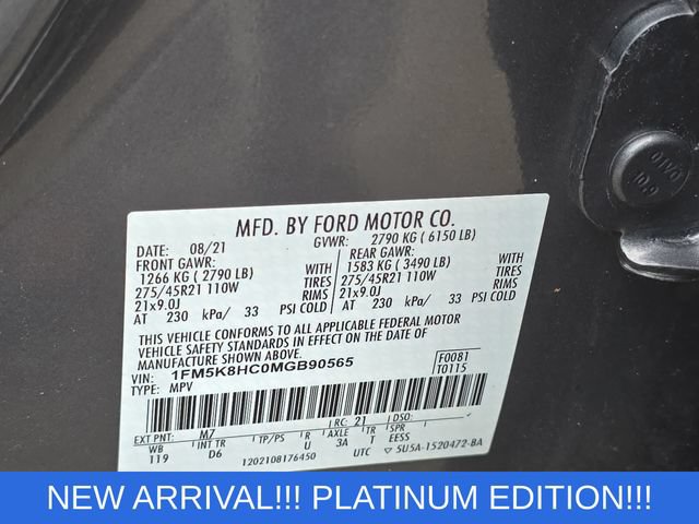 Used 2021 Ford Explorer Platinum w/ Equipment Group 601A AWD/4WD image 40