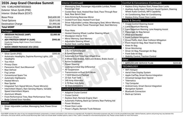 New 2026 Jeep Grand Cherokee Summit w/ Obsidian Package AWD/4WD image 5