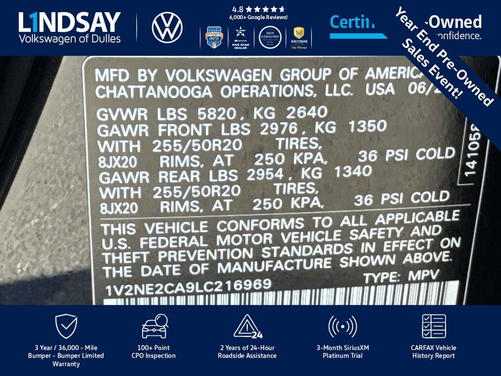 Certified 2020 Volkswagen Atlas Cross Sport SEL Premium image 29