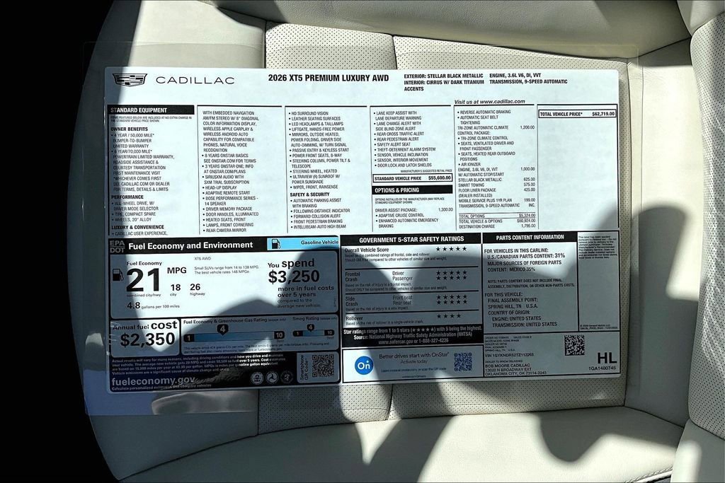 New 2026 Cadillac XT5 Premium Luxury w/ Driver Assist Package AWD/4WD image 13