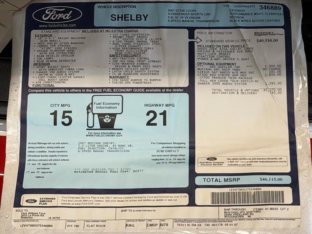 Used 2007 Ford Mustang Shelby GT500 RWD image 22