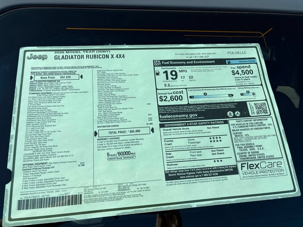 New 2026 Jeep Gladiator Rubicon AWD/4WD image 18