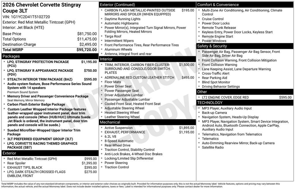Used 2026 Chevrolet Corvette Stingray Premium Cpe RWD image 30