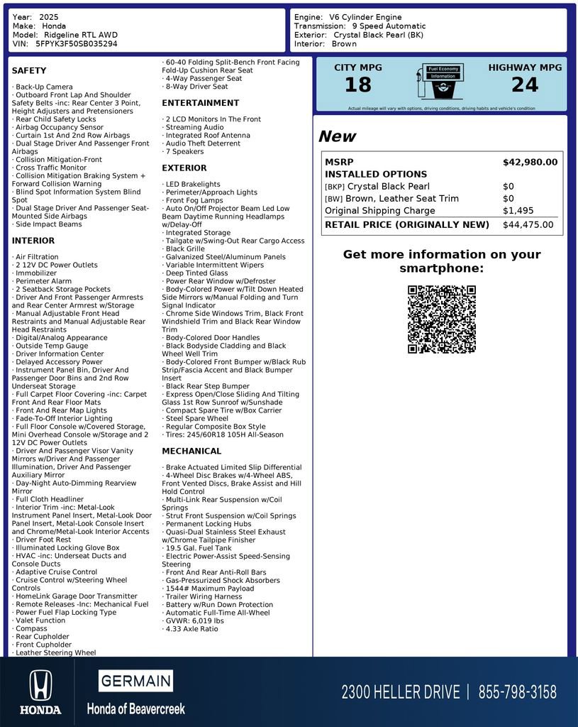 Used 2025 Honda Ridgeline RTL image 33