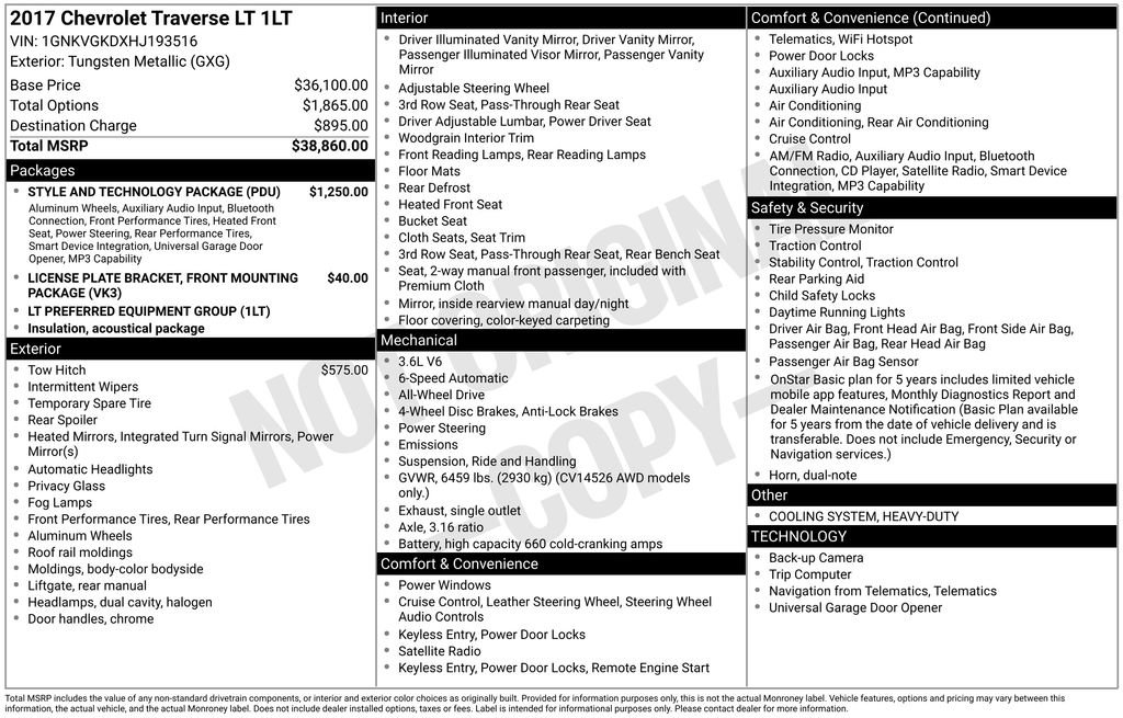 Certified 2017 Chevrolet Traverse LT w/ Style and Technology Package AWD/4WD image 34