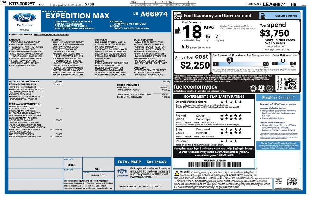 Used 2020 Ford Expedition Max Limited w/ Equipment Group 303A AWD/4WD image 3