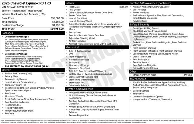 New 2026 Chevrolet Equinox RS FWD image 4