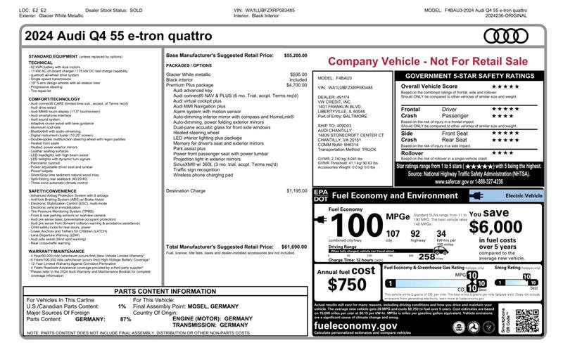 Used 2024 Audi Q4 e-tron Premium Plus w/ Premium Plus image 2