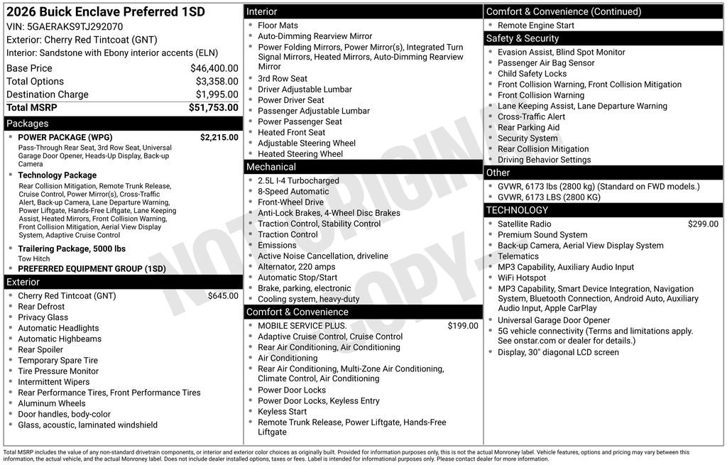 New 2026 Buick Enclave Preferred w/ Power Package FWD image 26