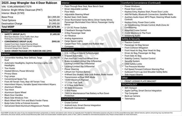 Certified 2025 Jeep Wrangler Unlimited Rubicon 4xe w/ Safety Group image 23