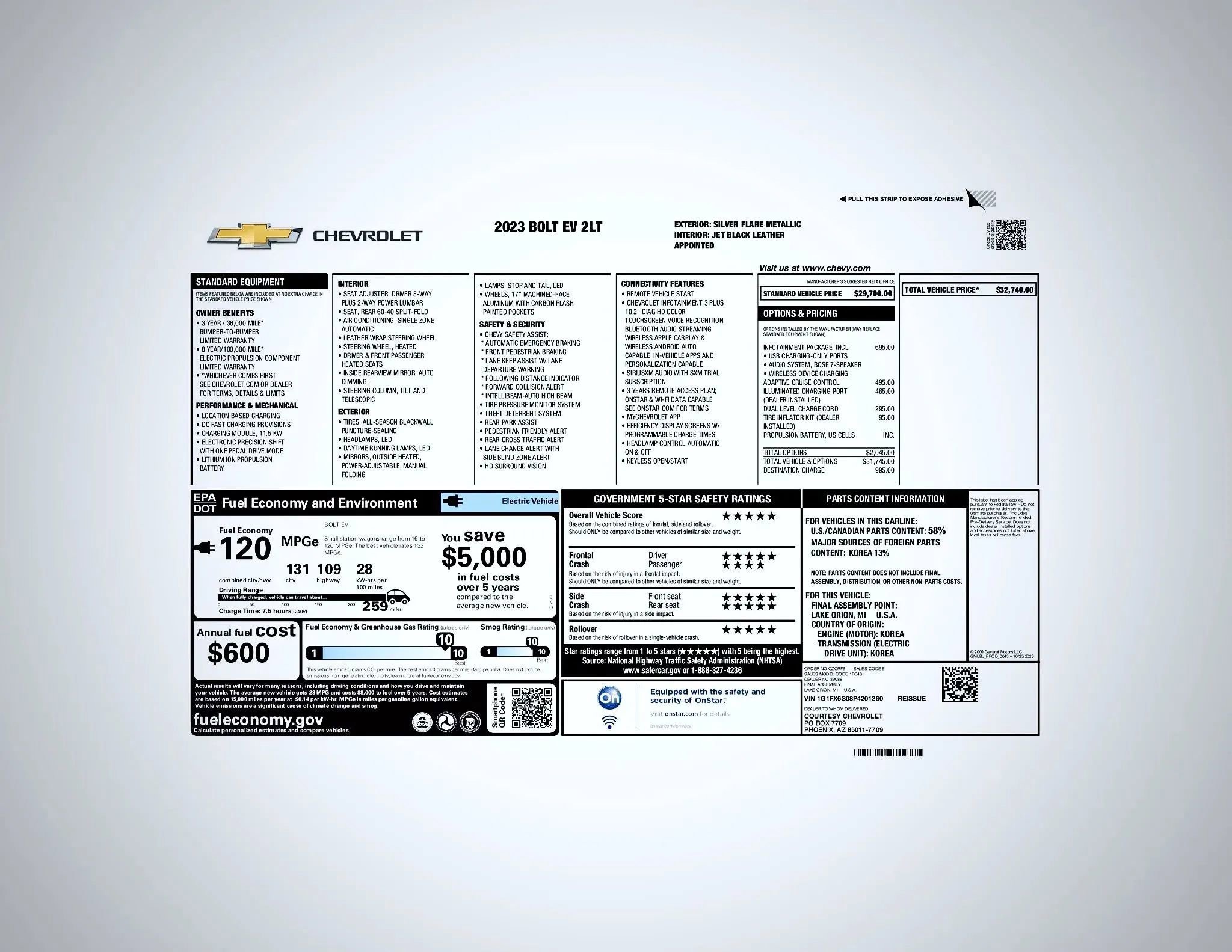 Used 2023 Chevrolet Bolt LT w/ Infotainment Package FWD image 11