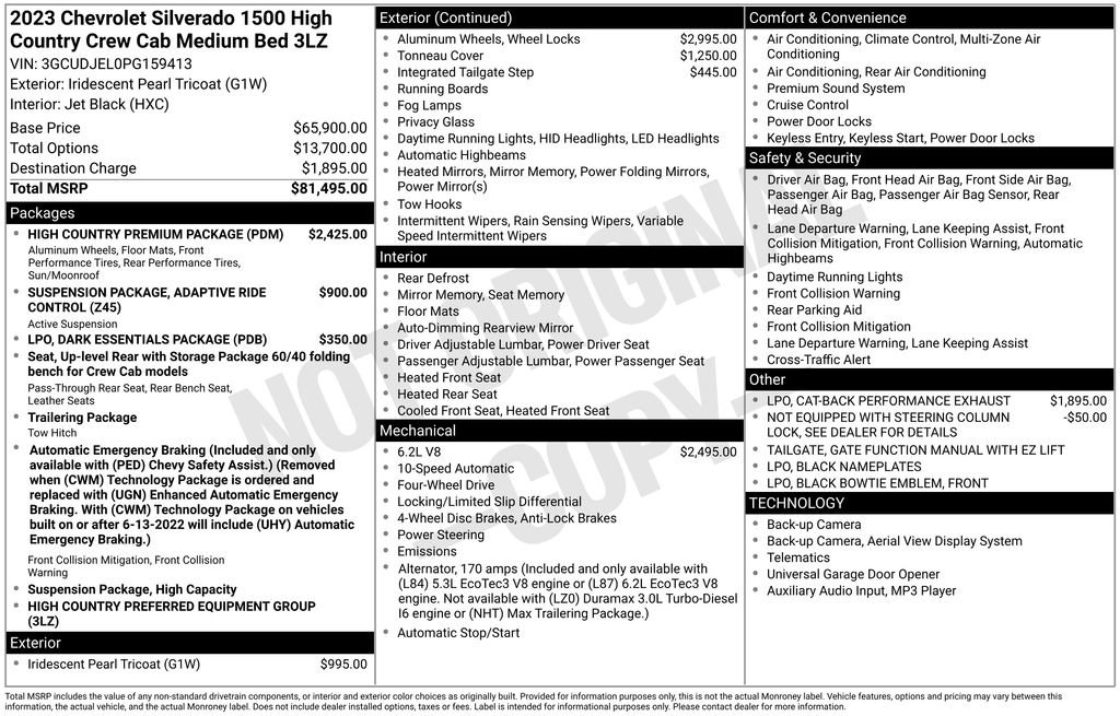 Used 2023 Chevrolet Silverado 1500 High Country w/ High Country Premium Package AWD/4WD image 9