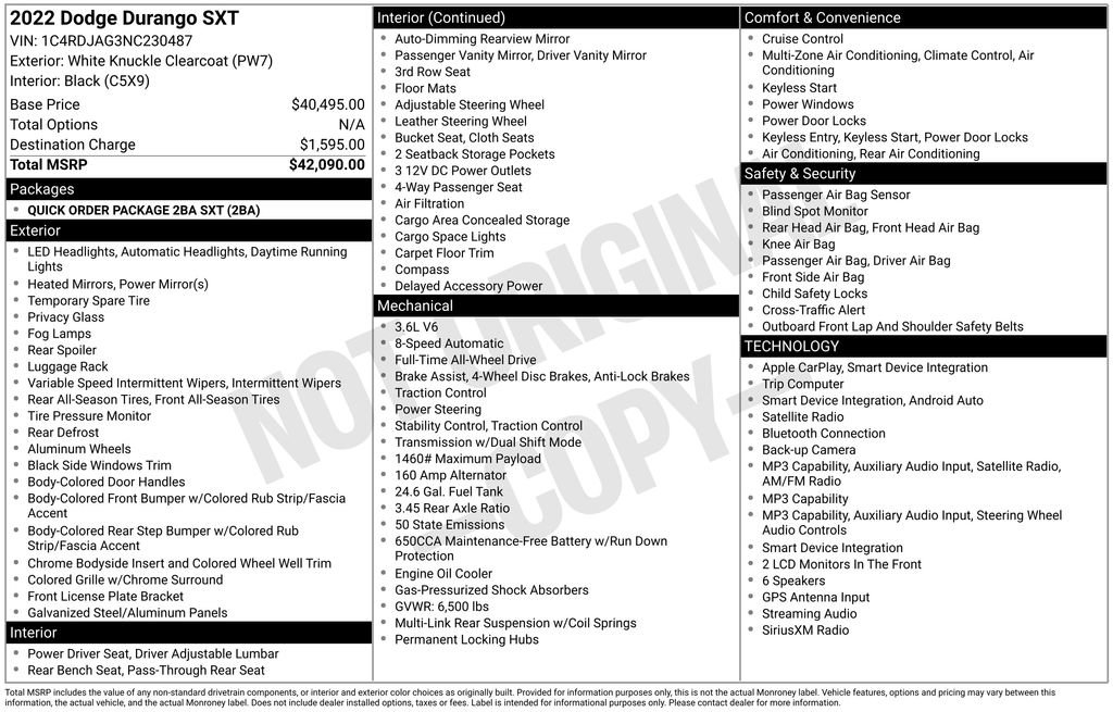 Used 2022 Dodge Durango SXT AWD/4WD image 8
