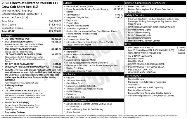 New 2026 Chevrolet Silverado 2500 LTZ w/ LTZ Plus Package AWD/4WD image 5