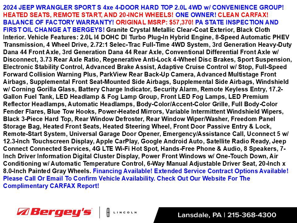 Used 2024 Jeep Wrangler Unlimited w/ Convenience Group AWD/4WD image 2