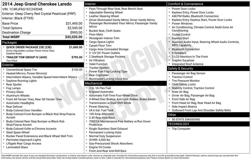 Used 2014 Jeep Grand Cherokee Laredo w/ Quick Order Package 23E AWD/4WD image 4
