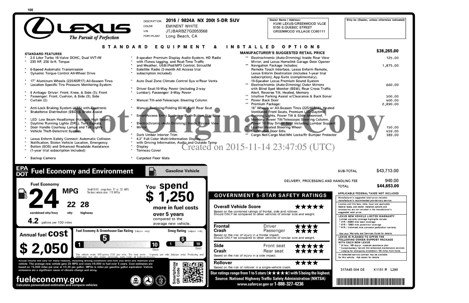 Used 2016 Lexus NX 200t AWD w/ Premium Package image 11