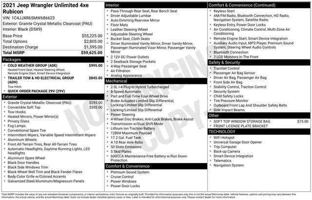 Used 2021 Jeep Wrangler Unlimited Rubicon 4xe w/ Cold Weather Group image 35