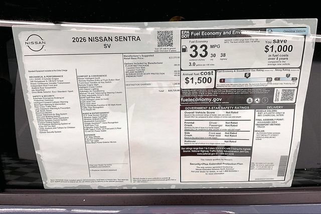 New 2026 Nissan Sentra SV w/ Floor Mat Package FWD image 36
