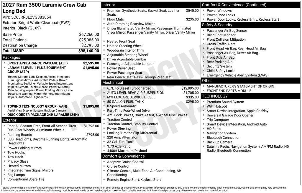 New 2027 RAM 3500 Laramie w/ Sport Appearance Package AWD/4WD image 36