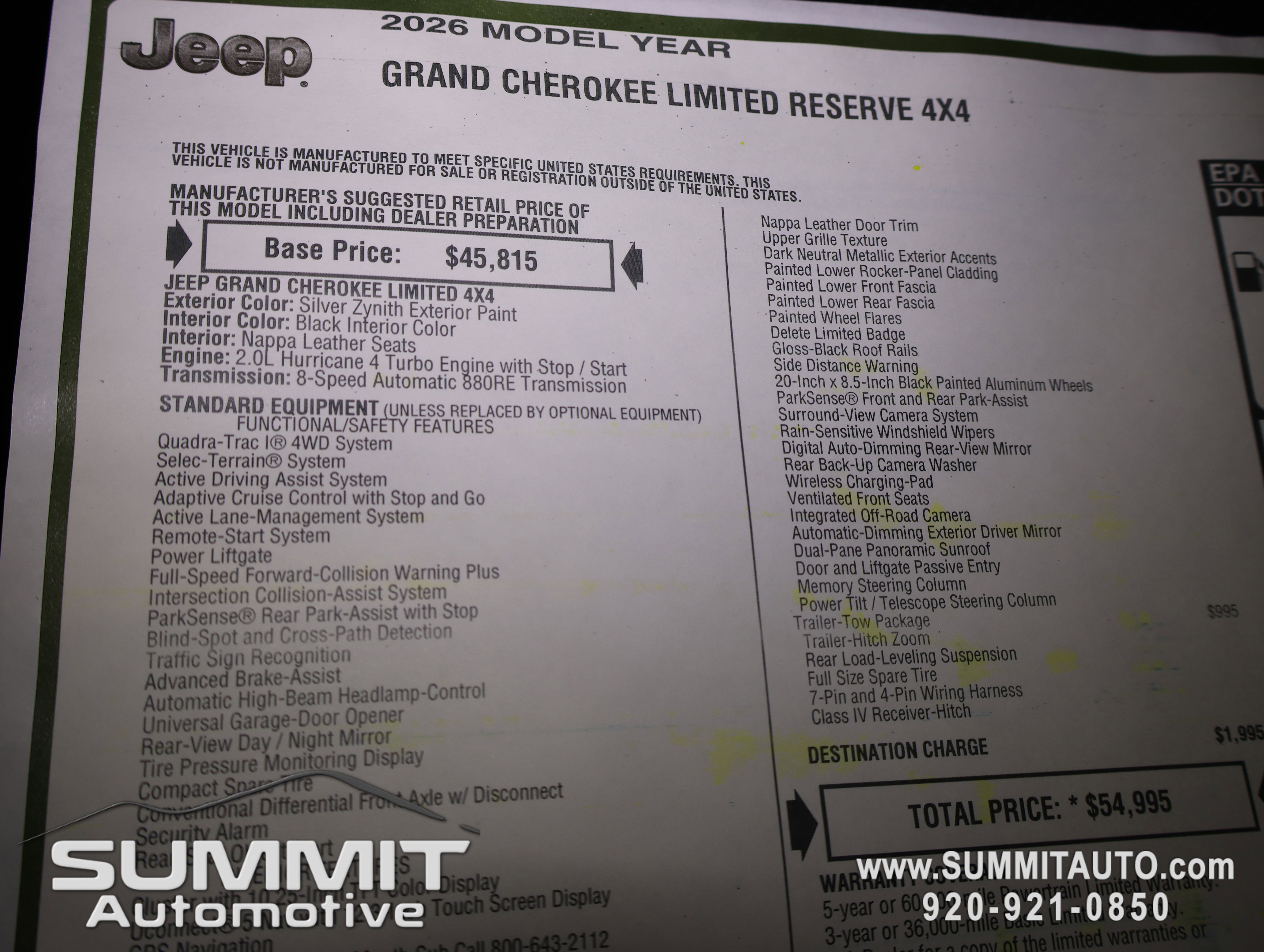 New 2026 Jeep Grand Cherokee Limited Reserve image 45